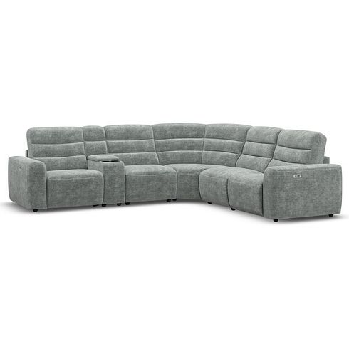 Cohen Group 3 Electric Recliner with 1 Console in Plush Silver Fabric