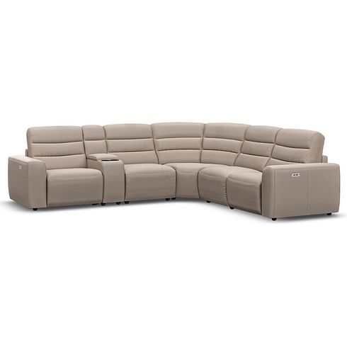 Cohen Group 3 Electric Recliner with 1 Console in Virgo Buff Leather