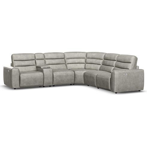 Cohen Group 3 Electric Recliner with 1 Console in Virgo Platinum Leather