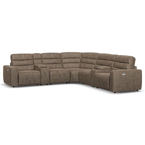 Cohen Group 3 Electric Recliner with 2 Consoles in Miller Earth Brown Fabric