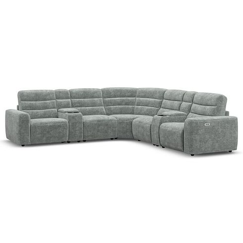 Cohen Group 3 Electric Recliner with 2 Consoles in Plush Silver Fabric