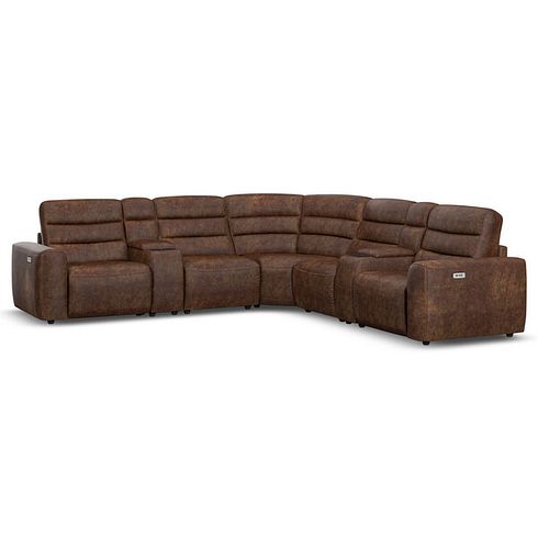 Cohen Group 3 Electric Recliner with 2 Consoles in Ranch Dark Brown Fabric