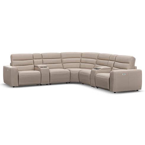 Cohen Group 3 Electric Recliner with 2 Consoles in Virgo Buff Leather