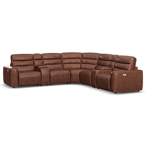 Cohen Group 3 Electric Recliner with 2 Consoles in Virgo Chestnut Leather