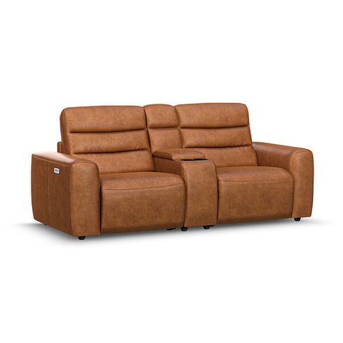 Cohen Group 8 Electric Recliner with 1 console in Virgo Cognac Leather