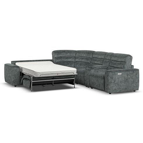Cohen Large Corner Electric Recliner with Left Hand Sofa Bed and Console in Dapple Grey Fabric