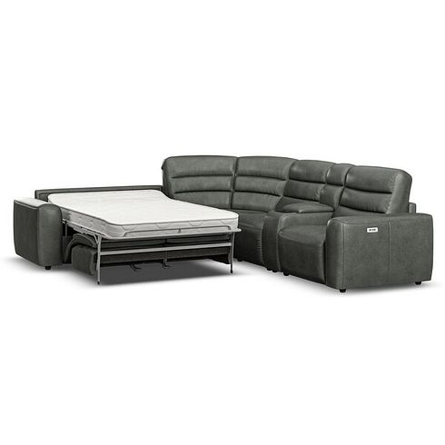Cohen Large Corner Electric Recliner with Left Hand Sofa Bed and Console in Virgo Lead Leather
