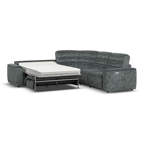 Cohen Large Corner Electric Recliner with Left Hand Sofa Bed in Dapple Grey Fabric