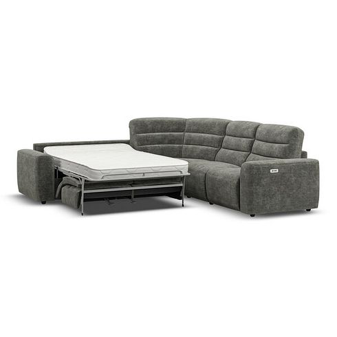 Cohen Large Corner Electric Recliner with Left Hand Sofa Bed in Plush Charcoal Fabric