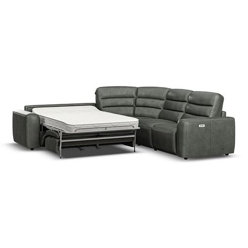 Cohen Large Corner Electric Recliner with Left Hand Sofa Bed in Virgo Lead Leather