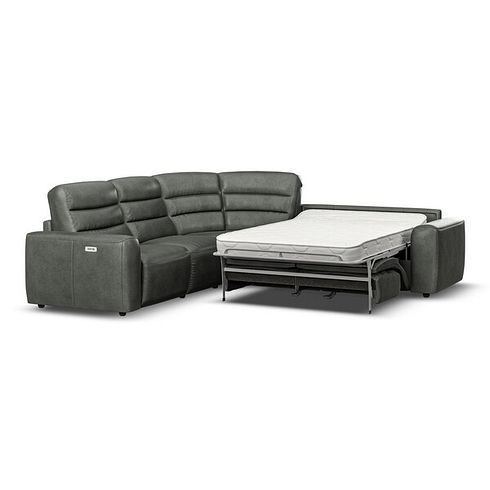 Cohen Large Corner Electric Recliner with Right Hand Sofa Bed in Virgo Lead Leather