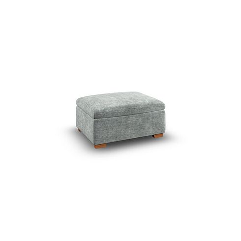 Cohen Storage Footstool in Plush Silver Fabric