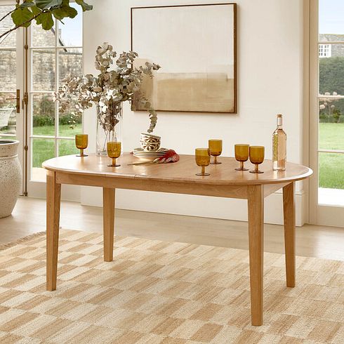 Corton Natural Oak Oval Extending Dining Table 160-200cm