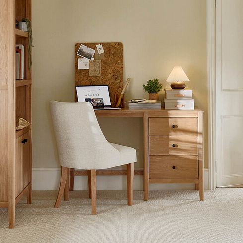 Corton Natural Oak Single Pedestal Desk