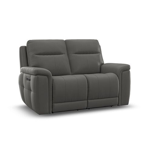 Dalton 2 Seater Electric Recliner Sofa with Power Headrests in Elephant Grey Leather