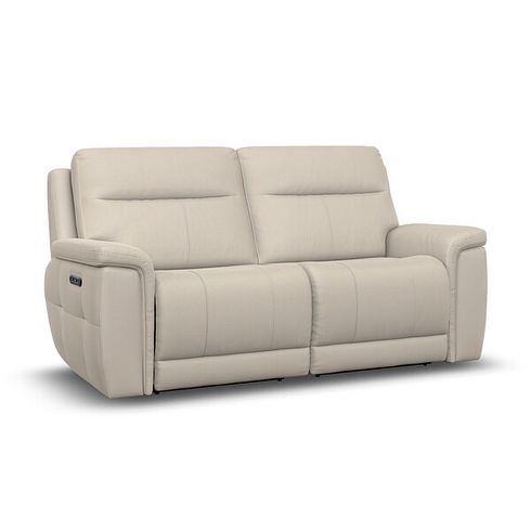 Dalton 3 Seater Electric Recliner Sofa in Bella Barley White Fabric