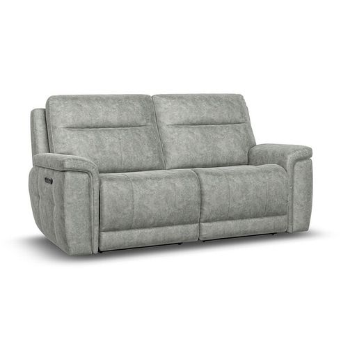 Dalton 3 Seater Electric Recliner Sofa with Power Headrests in Marble Silver Fabric