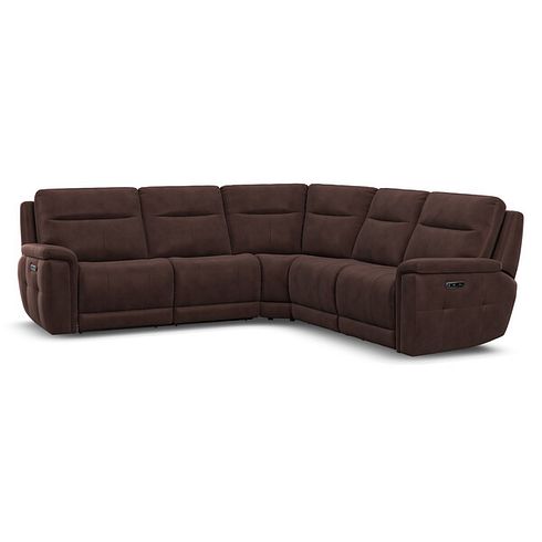 Dalton Large Corner Electric Recliner Sofa with Power Headrests in Chestnut Leather