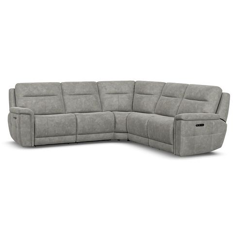 Dalton Large Corner Electric Recliner Sofa with Power Headrests in Dexter Stone Fabric