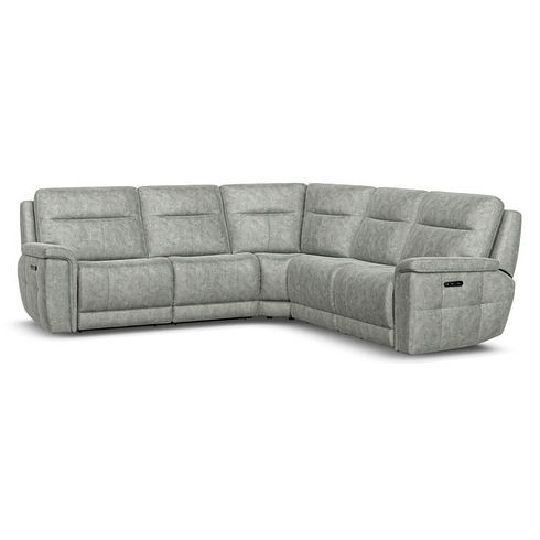 Dalton Large Corner Electric Recliner Sofa with Power Headrests in Marble Silver Fabric