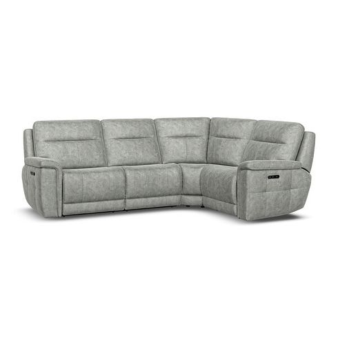 Dalton Left Hand Corner Electric Recliner Sofa in Marble Silver Fabric