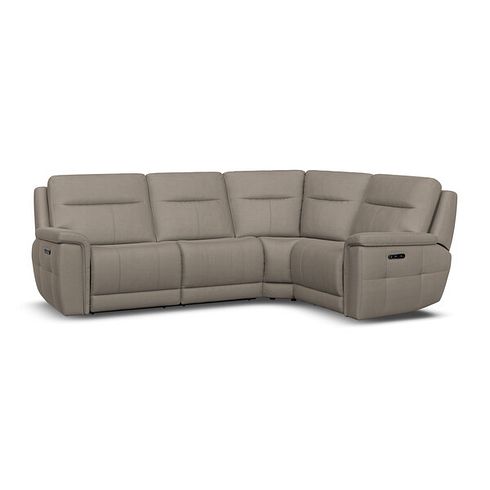 Dalton Left Hand Corner Electric Recliner Sofa with Power Headrests in Bella Latte Fabric