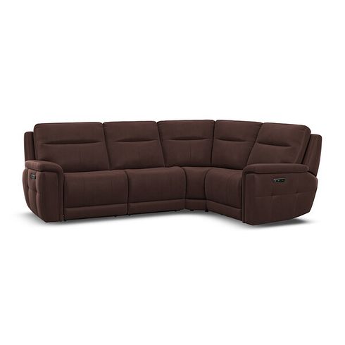 Dalton Left Hand Corner Electric Recliner Sofa with Power Headrests in Chestnut Leather