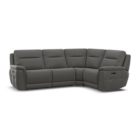 Dalton Left Hand Corner Electric Recliner Sofa with Power Headrests in Elephant Grey Leather