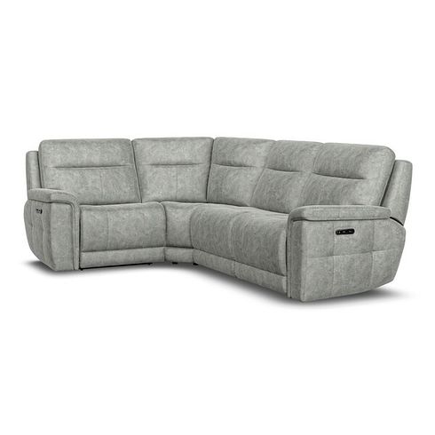 Dalton Right Hand Corner Electric Recliner Sofa in Marble Silver Fabric