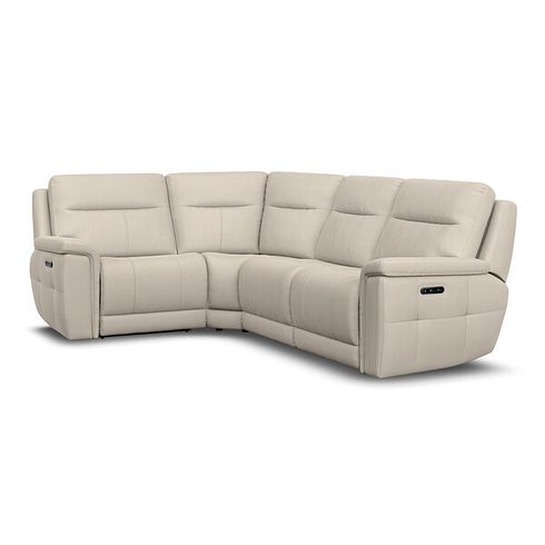 Dalton Right Hand Corner Electric Recliner Sofa with Power Headrests in Bella Barley White Fabric