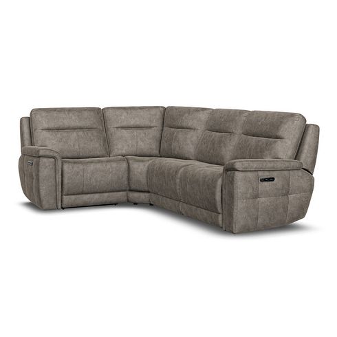 Dalton Right Hand Corner Electric Recliner Sofa with Power Headrests in Marble Mink Fabric
