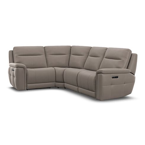 Dalton Right Hand Corner Electric Recliner Sofa with Power Headrests in Oyster Leather