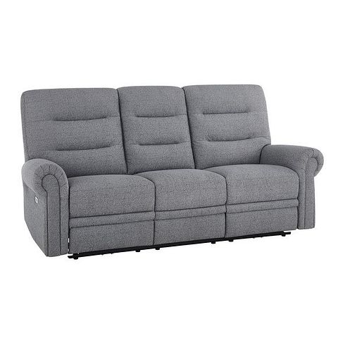 Eastbourne Recliner 3 Seater with USB in Santos Steel Fabric