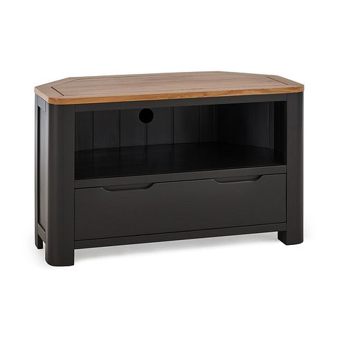 Grove Dark Grey Corner TV Unit - Solid Hardwood