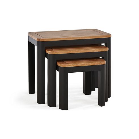 Grove Dark Grey Nest of Tables - Solid Hardwood