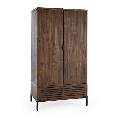 Detroit Solid Hardwood and Metal Double Wardrobe