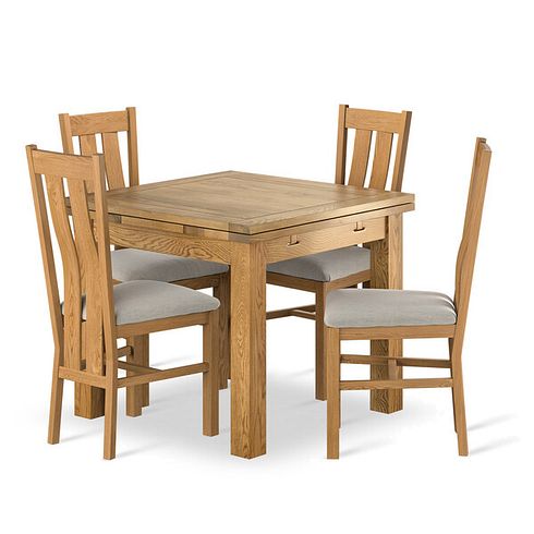 Dorset Natural Oak Extending Dining Table And 4 Arched Backs In Verona Cream 