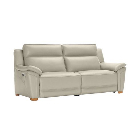 Dune 3 Seater Electric Recliner Sofa in Light Grey Leather