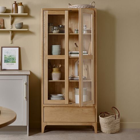 Durham Natural Oak Display Cabinet