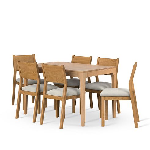 Durham Natural Oak Fixed Dining Table And Ellison In Verona Cream Fabric