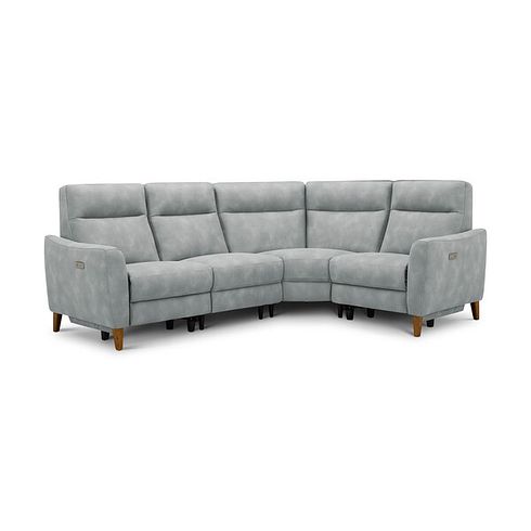 Dylan Left Hand Corner Power Recliner Sofa in Oxford Silver Fabric