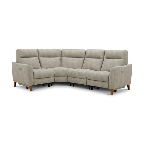Dylan Right Hand Corner Power Recliner Sofa in Oxford Beige Fabric