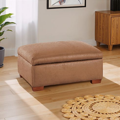 Eastbourne Storage Footstool in Ranch Brown Fabric