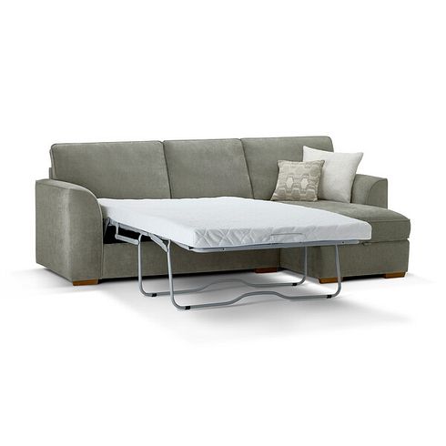 Eastley Right Hand Chaise Sofa Bed with Storage in Limoge Green Fabric with Beige Scatters