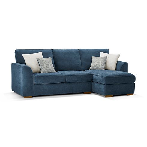 Eastley Right Hand Chaise Sofa in Limoge Prussian Blue Fabric with Silver Scatters