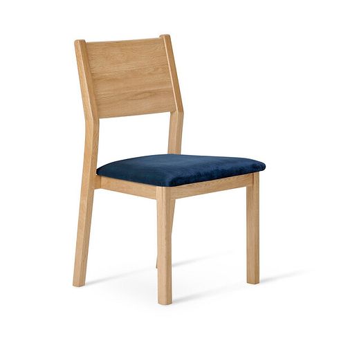 Ellison Oak Chair with Heritage Royal Blue Velvet Seat