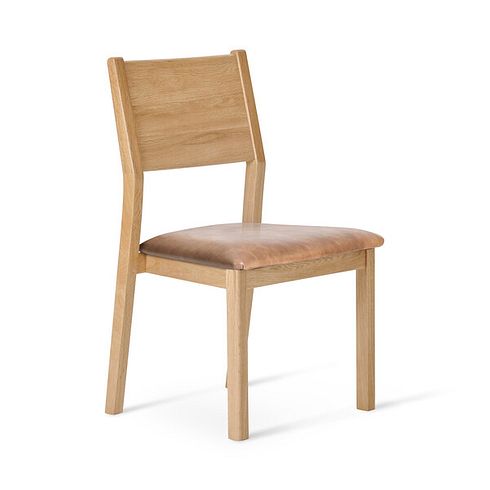 Ellison Oak Chair with Vintage Tan Leather Look Fabric Seat