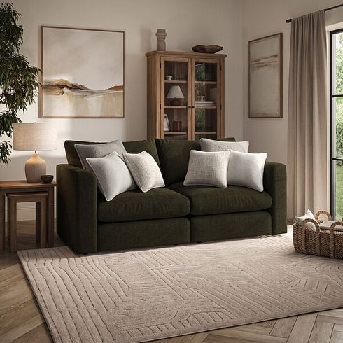 Elston 2 Seater Modular Sofa in Penny Forest Fabric - Group 8