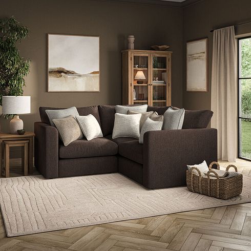 Elston 3 Seat Modular Corner Sofa in Penny Cacao Fabric - Group 1