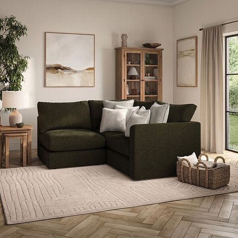 Elston 3 Seat Right Hand Modular Corner Sofa in Penny Forest Fabric - Group 7